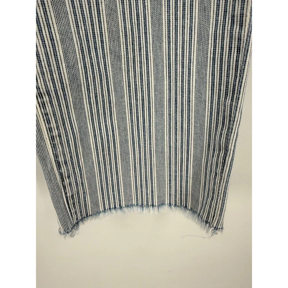 Parker Smith Womens Conductor Striped Raw Hem Jeans Size 29 Blue White